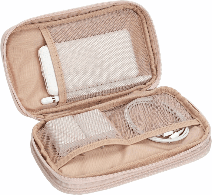 Travel Cord Organizer Case, Double Layers Tech Electronic Bag, Essentials for Charger, Cable, Phone, Flash Drive, Pink - Image 4