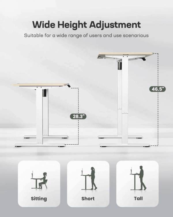 Electric Standing Desk, Adjustable Height Stand up Desk, 48 X 24 Inches Sit Stand Home Office Desk, Computer Desk, Maple - Image 3