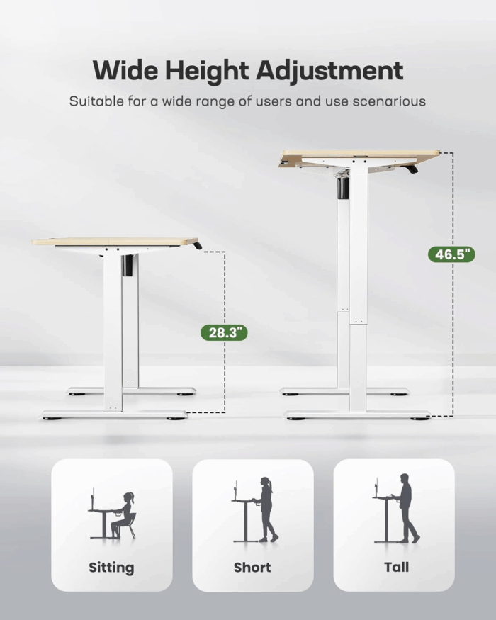 Electric Standing Desk, Adjustable Height Stand up Desk, 48 X 24 Inches Sit Stand Home Office Desk, Computer Desk, Maple - Image 3