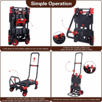 2-In-1Hand Truck Dolly Foldable with Folding Basket,330Lbs Capacity Handtruck,Hand Truck Foldable Dolly with 4 Wheels,Dolly Cart with Retractable Handle,Folding Hand Cart for Moving - Image 5