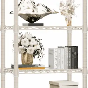 MZG 1000 Lbs 4 Tier Shelf Metal Storage Shelves Wire Rack Closet Organizers for Garage Kitchen Bathroom Laundry Light Tan 11.8" D X 23.6" W X 47.5" H