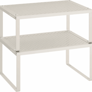 Spice Racks, Set of 2 Metal Cabinet Shelf Organizers, Countertop Organizers, Shelf Risers, Stackable, Expandable, Oatmeal Beige UKCS001K01