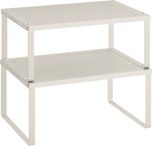 Spice Racks, Set of 2 Metal Cabinet Shelf Organizers, Countertop Organizers, Shelf Risers, Stackable, Expandable, Oatmeal Beige UKCS001K01