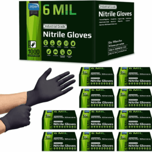 HEAVY DUTY 6Mil ORIGINAL Quality Stretch Nitrile Black Gloves Disposable Latex Free |Medical, Food, Mechanic Tattoo