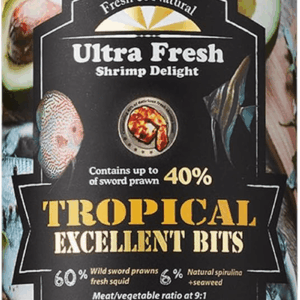 Tropical Fish Food, Wild Sword Prawn, Natural Color Enhancement, Slow Sinking Pellet for Discus, Angelfish, Medium Sized Cichlids and Fish, Tropical Excellent Bits 4.6 Oz