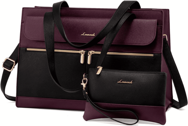 Laptop Bag for Women 15.6 Inch Tote Work Professional Leather Computer Briefcase Waterproof Handbag Shoulder Large Capacity Business Teacher Office Crossbody Purse