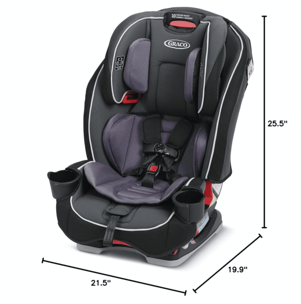 Slimfit 3-In-1 Convertible Car Seat, Space Saving Design, Forward & Rear-Facing, Highback Booster Option – Purple - Image 9