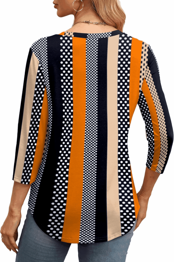 3/4 Length Sleeve Womens Tops round Neck Casual Tunic Tops Basic Pleated Shirts Loose Fit 2025 - Image 4