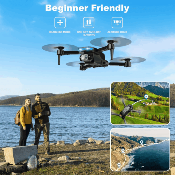 Drone with 1080P Camera - Foldable Remote Control Quadcopter with Voice Gesture Control, 3D Flip, One Key Start, Emergency Stop, 2 Batteries, Easier to Use, Toy for Kids Adults Beginners, Black - Image 3