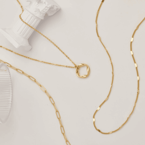 Layered Gold Necklaces for Women,Stackable Dainty 14K Gold Silver Plated Trendy Circle Paperclip Chain Pendant Choker Necklace,Simpl Diamond Cross Bow Jewelry Set Gifts for Women - Image 7