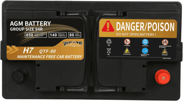 Platinum AGM Battery BCI Group 94R - 12V 80Ah H7 Size 94R Automotive Battery, 140RC, 850CCA, 36 Months Warranty - Image 3