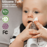 Nasal Aspirator for Baby, Electric Nose Aspirator for Toddler, Baby Nose Sucker, Automatic Nose Cleaner with 3 Silicone Tips, Adjustable Suction Level, Music and Light Soothing Function - Image 8