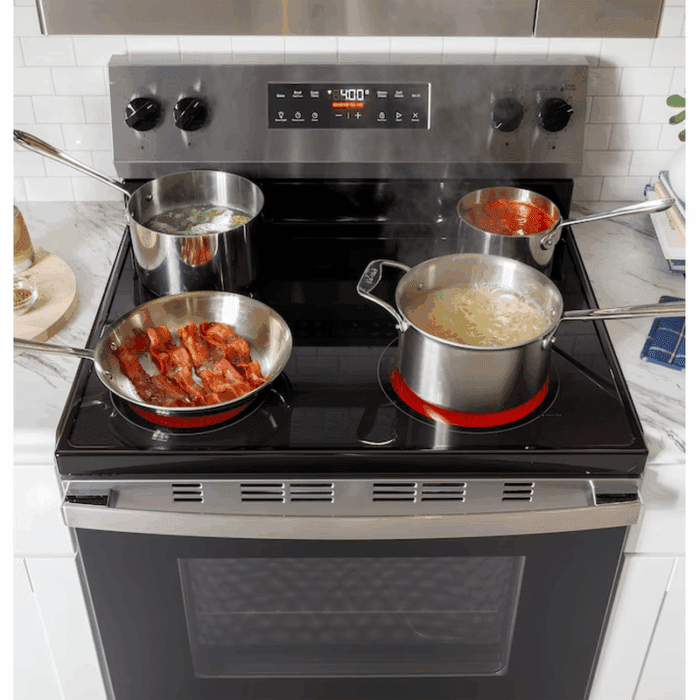 30-In Glass Top 4 Burners 5.3-Cu Ft Freestanding Electric Ran ( Stainless Steel ) - Image 3