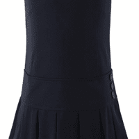 Girls School Uniform Jumper: Stretch Pleated Durable Kids Knee Length Sleeveless Dress