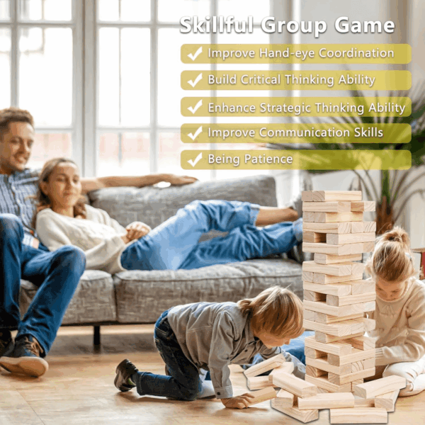 Giant Timber Blocks Games, 56 Blocks Large Tower Outdoor Games - Includes Carry Bag and Scoreboard, Wood Stacking Yard Games Grows from 2FT to over 4.2FT for Kids Adults Family - Image 5