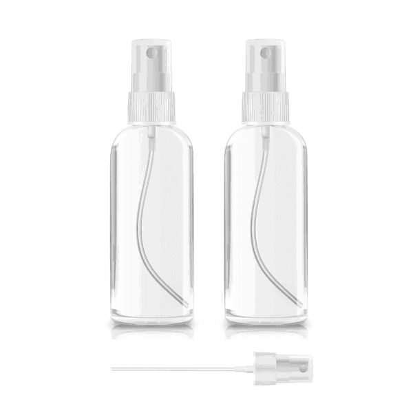 2 Pack Spray Bottles 1Oz Clear Plastic Empty Refillable Mini Spritzer for Travel, Cleaning, Gardening, Skin Care Atomizer for Essential Oils, Perfume