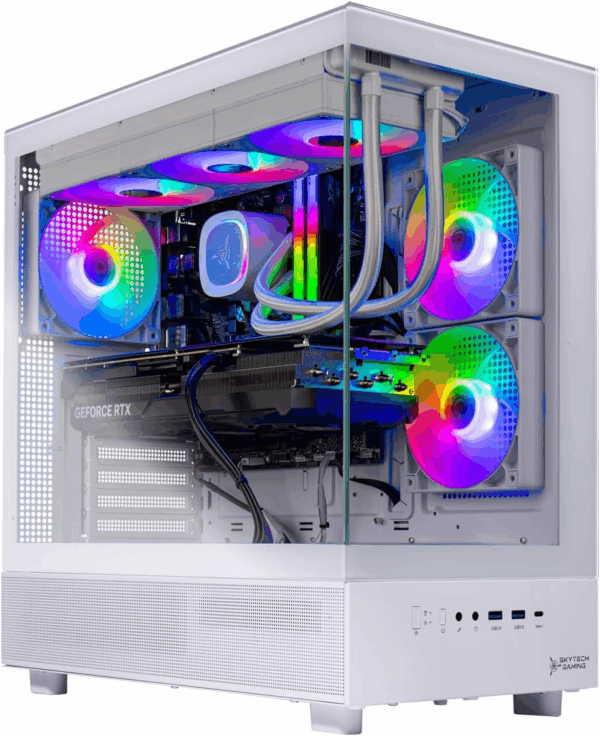 Skytech Azure Gaming PC Desktop, Ryzen 7 9700X 3.8 Ghz (5.5Ghz Turbo Boost), NVIDIA RTX 4060 8GB GDDR6, 2TB SSD, 32GB DDR5 RAM 6000 RGB, 650W Gold PSU, 360Mm ARGB AIO, Wi-Fi, Win 11 Home