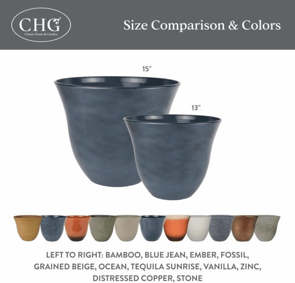 Honeysuckle Resin Flower Pot Planter, Copper, 15" - Image 6