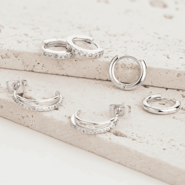 Small Sterling Silver Huggie Hoop Earrings Set for Women, 14K Gold Plated Cartilage Earings for Multiple Piercing Hypoallergenic Trendy Jewelry, Dainty Tiny Mini Stack Cubic Zircon Earring Gift - Image 5