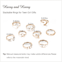 Gold Stackable Rings for Women Gifts Trendy Stuff Simple Star Moon Heart Knuckle Rings Set Boho Rings Cute Stuff Birthday Gifts Gold Rings Pack Jewelry Easter Basket Essentials Stuffers - Image 6