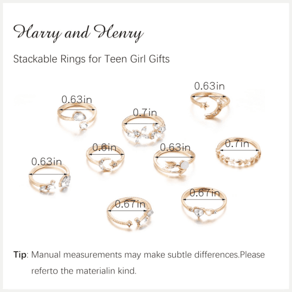 Gold Stackable Rings for Women Gifts Trendy Stuff Simple Star Moon Heart Knuckle Rings Set Boho Rings Cute Stuff Birthday Gifts Gold Rings Pack Jewelry Easter Basket Essentials Stuffers - Image 6