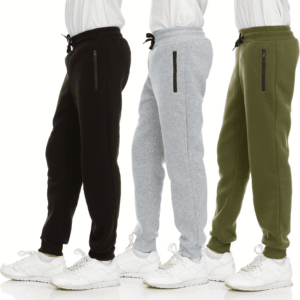3Pk Boys Sweatpants Fleece Athletic Workout Kids Clothes Boys Joggers with Zipper Pocket and Drawstring Size 4-20