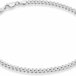 Solid 925 Sterling Silver Italian 3.5Mm Diamond Cut Cuban Link Curb Chain Anklet for Women, Made in Italy