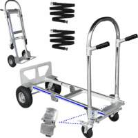 Convertible Dolly Cart with Wheels, 2 in 1 Heavy Duty Aluminum Hand Truck Dolly Foldable,With 2 Large Wheels & Brakes,1000Lbs Load for Furniture, Electrical Appliances & Large Cartons
