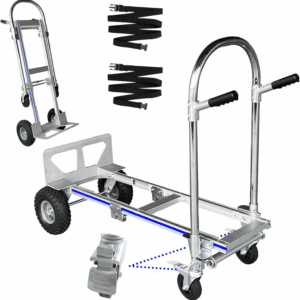 Convertible Dolly Cart with Wheels, 2 in 1 Heavy Duty Aluminum Hand Truck Dolly Foldable,With 2 Large Wheels & Brakes,1000Lbs Load for Furniture, Electrical Appliances & Large Cartons