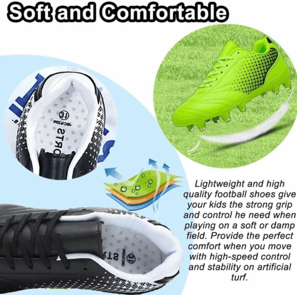 Soccer Shoes for Boys Girls Soccer Cleats Boys Girls Kids Athletic Outdoor Football Shoes Youth Football Cleats Outdoor & Indoor Soccer Shoes Lightweight, Running & Training for Students - Image 3