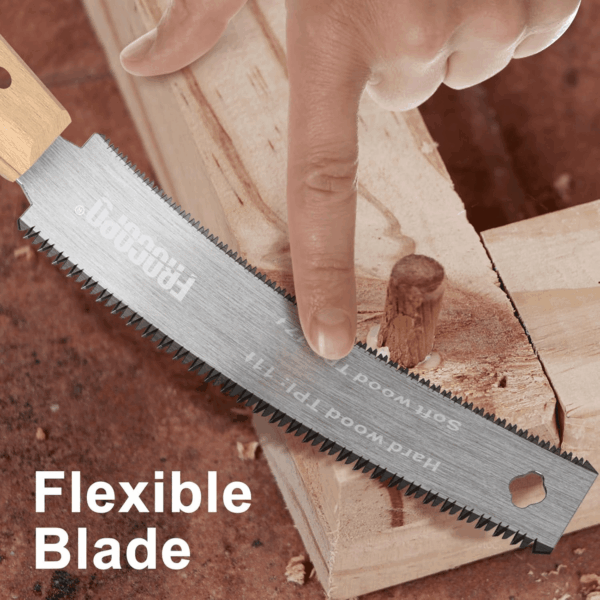 Hand Saw Woodworking Tools, 6-Inch Pull Saw, Flexible Double-Edge Blade 17/11 TPI, Japanese Flush Cut for DIY Craft, Non-Slip Wood Handle, Sharp & Lightweight for Woodworking and Garden Trim - Image 6