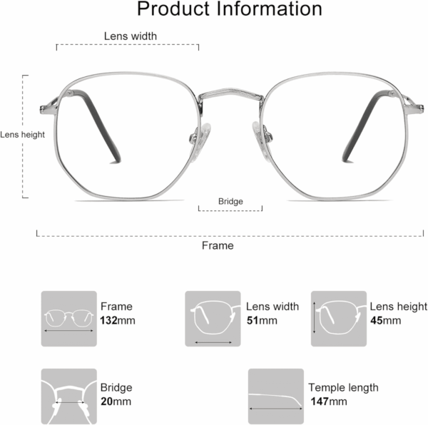Small Blue Light Blocking Glasses Hexagonal Eyeglasses Frame anti Blue Ray Glasses One and Only SJ5036 - Image 3