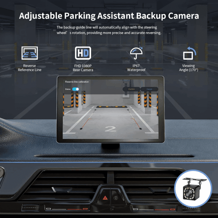 Portable Apple Carplay Screen for Car, 9" Wireless Apple Carplay & Android Auto,4K Dash Cam,1080P Backup Camera Dvr,Car Audio Receivers GPS Navigation Mirror Link, Bluetooth,Fm, Siri - Image 6