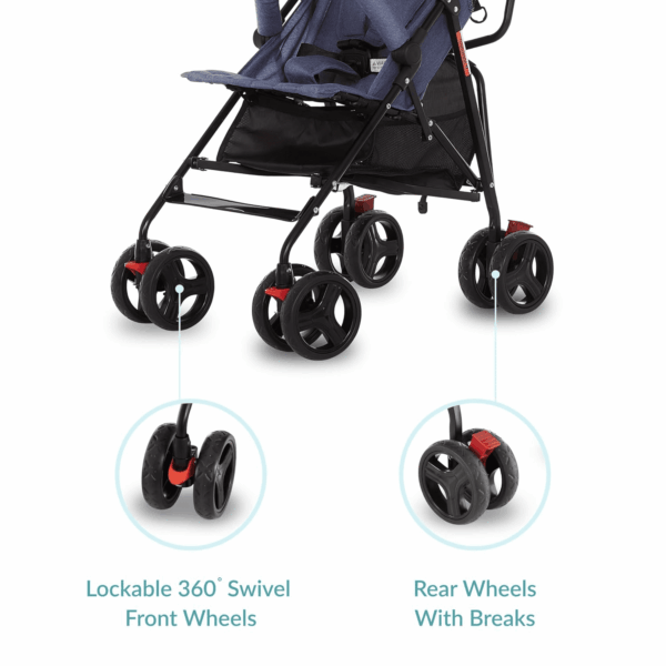 Vista Moonwalk Baby Stroller in Blue, Lightweight Infant Stroller with Compact Fold, Multi-Position Recline Umbrella Stroller with Canopy, Extra Large Storage and Cup Holder - Image 6