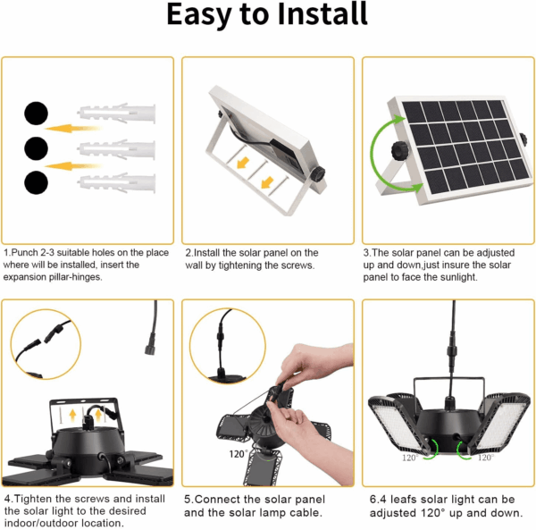 Solar Shed Light Outdoor Indoor, 176LED Solar Powered Motion Sensor Pendant Light Daytime Available, Solar Indoor Lights with 5 Lighting Modes & Remote for Shed Gazebo Barn Garage Home - Image 8