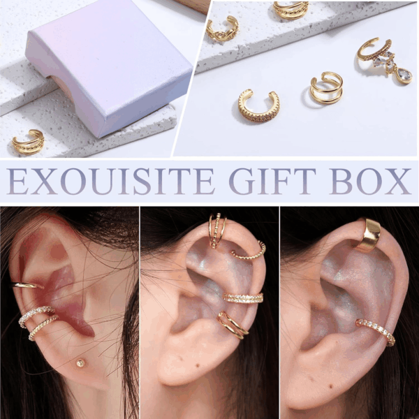 𝐄𝐚𝐫 𝐂𝐮𝐟𝐟 𝐄𝐚𝐫𝐫𝐢𝐧𝐠𝐬 for Women Non Piercing Gold Ear Cuffs 𝟏𝟒𝐊 𝐆𝐨𝐥𝐝 𝐏𝐥𝐚𝐭𝐞𝐝 Ear Cuff for Non Pierced Ears Clip on Cartilage Earring 𝐅𝐚𝐤𝐞 𝐄𝐚𝐫𝐫𝐢𝐧𝐠𝐬 Lightweight - Image 6