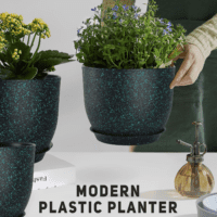 Plant Pots 10/9/8/7.5/7 Inch Set of 5,Flower Pots with Multi Mesh Drainage Holes, Large Planters for Indoor Outdoor Garden Plants and Flowers. (Green Speckles) - Image 6