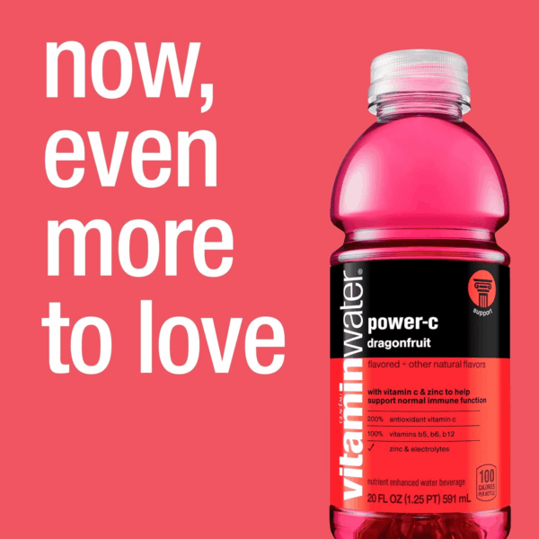 Vitaminwater Power-C Electrolyte Enhanced Water W/Vitamins, Dragonfruit Drinks, 20 Fl Oz, 12 Pack - Image 7