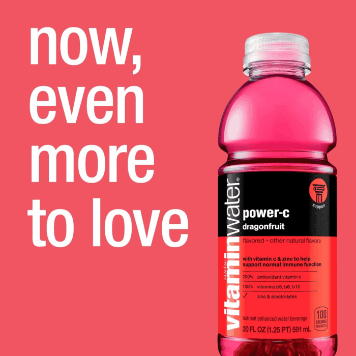Vitaminwater Power-C Electrolyte Enhanced Water W/Vitamins, Dragonfruit Drinks, 20 Fl Oz, 12 Pack - Image 7