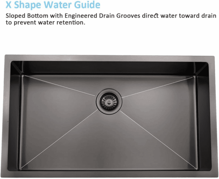 27 Inch Black Undermount Sink - 27X19 Undermount Kitchen Sink Deep Single Bowl Stainless Steel Black Kitchen Sink with Colander - Image 5
