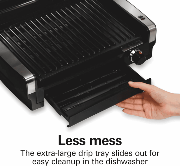 Electric Indoor Searing Grill with Viewing Window & Adjustable Temperature Control to 450F, 118 Sq. In. Surface Serves 6, Pfas-Free Removable Nonstick Grate, Stainless Steel - Image 7