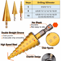 32 Pack Woodworking Chamfer Drilling Tools, Including Countersink Drill Bits, L-Wrench, Wood Plug Cutter, Step Bit, Center Punch, Cutting Twist Bits - Image 5