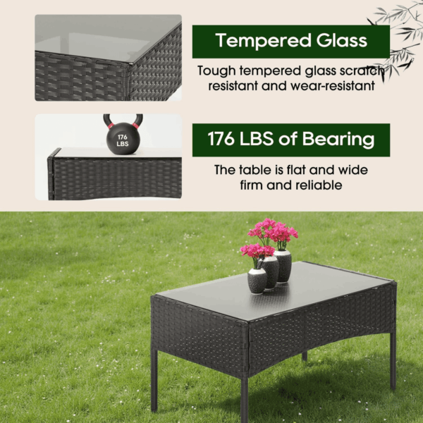 Patio Furniture Set 4 Pieces Outdoor Rattan Chair Wicker Sofa Garden Conversation Bistro Sets for Yard,Pool or Backyard - Image 6