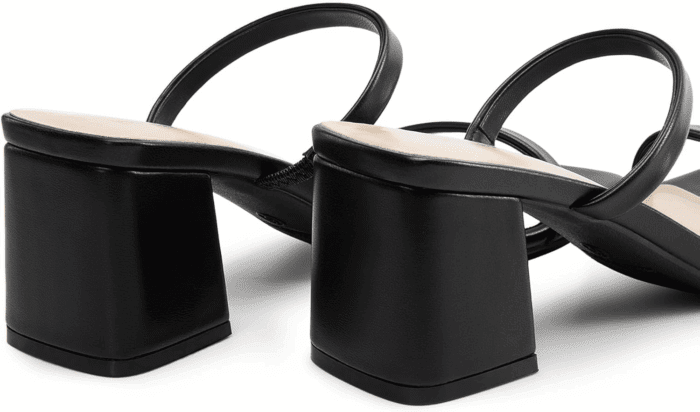 Sandal Heels for Women Low Square Open Toe Block Chunky Heels Slip on Slides Mules for Party Homecoming Daily - Image 4