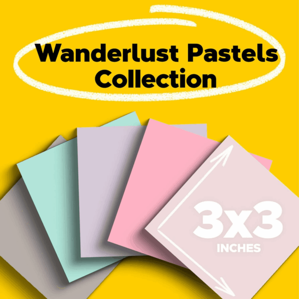 100% Recycled Paper Super Sticky Notes, 3 In. X 3 In., 5 Pads, 70 Sheets per Pad, Wanderlust Pastels, School Supplies and Office Products - Image 2