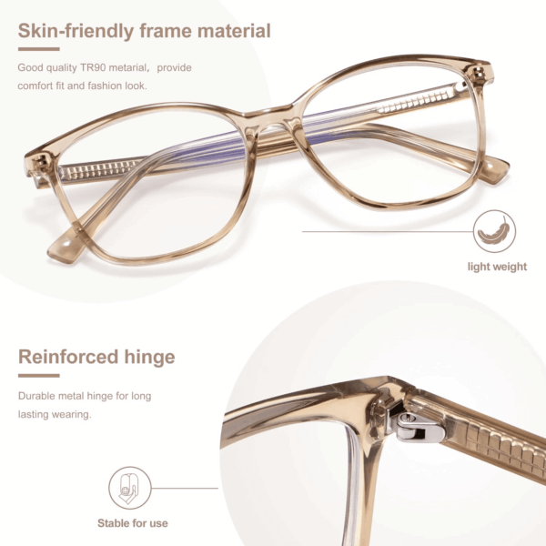 Blue Light Blocking Glasses anti Eyestrain UV Glare Blue Light Glasses for Women with Case, TV Phone Computer Gaming Eyeglasses (Coffee Brown) - Image 3