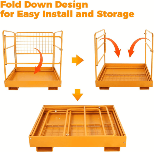 36"X36" Forklift Safety Cages with One Chain Forklift Cages 1200LBS Capacity Man Lift Basket Pallet Forks Work Platform Forklift Aerial Platform (No Wheel) - Image 3
