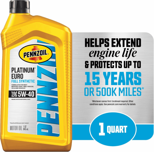 Platinum Euro Full Synthetic 5W-40 Motor Oil, 1 Quart (6 Pack) - Image 3