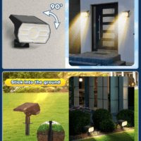 Solar Lights Outdoor Waterproof IP68, 3 Lighting Models Solar Powered Spot Lights Outdoor, 56LED Light Dusk to Dawn for Yard Patio Garden Pathway Landscape Lighting - Image 5