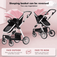 Baby Stroller for Toddler,Bassinet Stroller,Foldable Aluminum Alloy Pushchair with Adjustable Backrest,Adjustable Direction Pink - Image 2